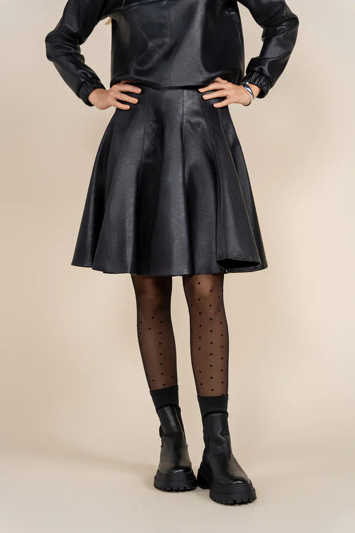 Chloe Leather Panel Skirt in Black