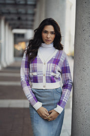 Lavendar Plaid Cardigan