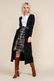 Praia Pleated Skirt in Black Plaid