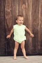 Neon Green Striped Romper