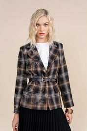 Praia Blazer in Black Plaid