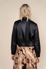 Blys Leather Bomber in Black