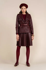 Kair Leather Blazer in Deep Merlot