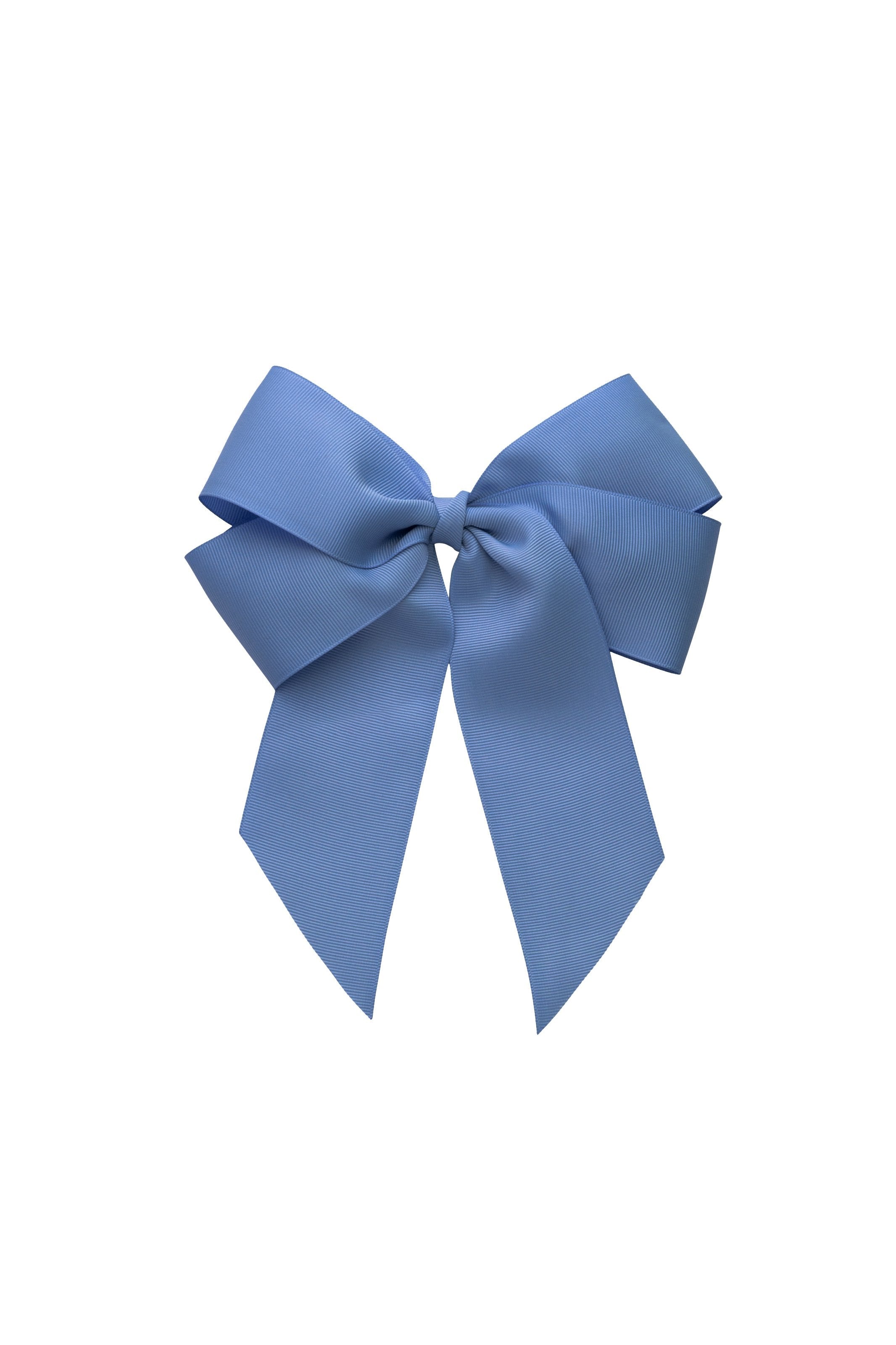 Oversized Bow Clip - Smoke Blue Grosgrain