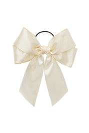 Oversized Bow Pony/Clip - Ivory