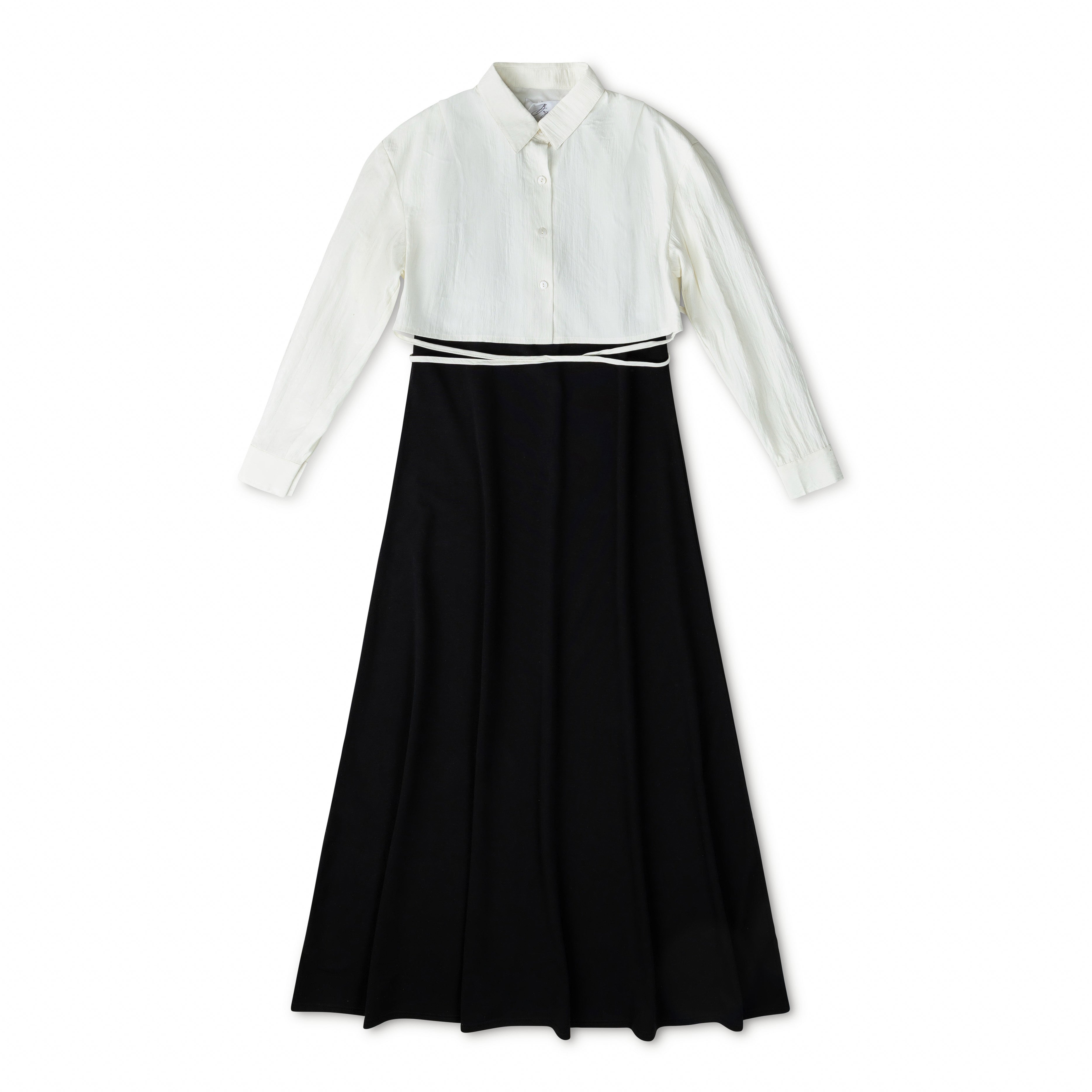Teen Cream Cropped Shirt Tie Maxi
