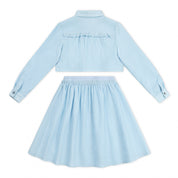 Blue Cropped Shirt Label Two-Piece