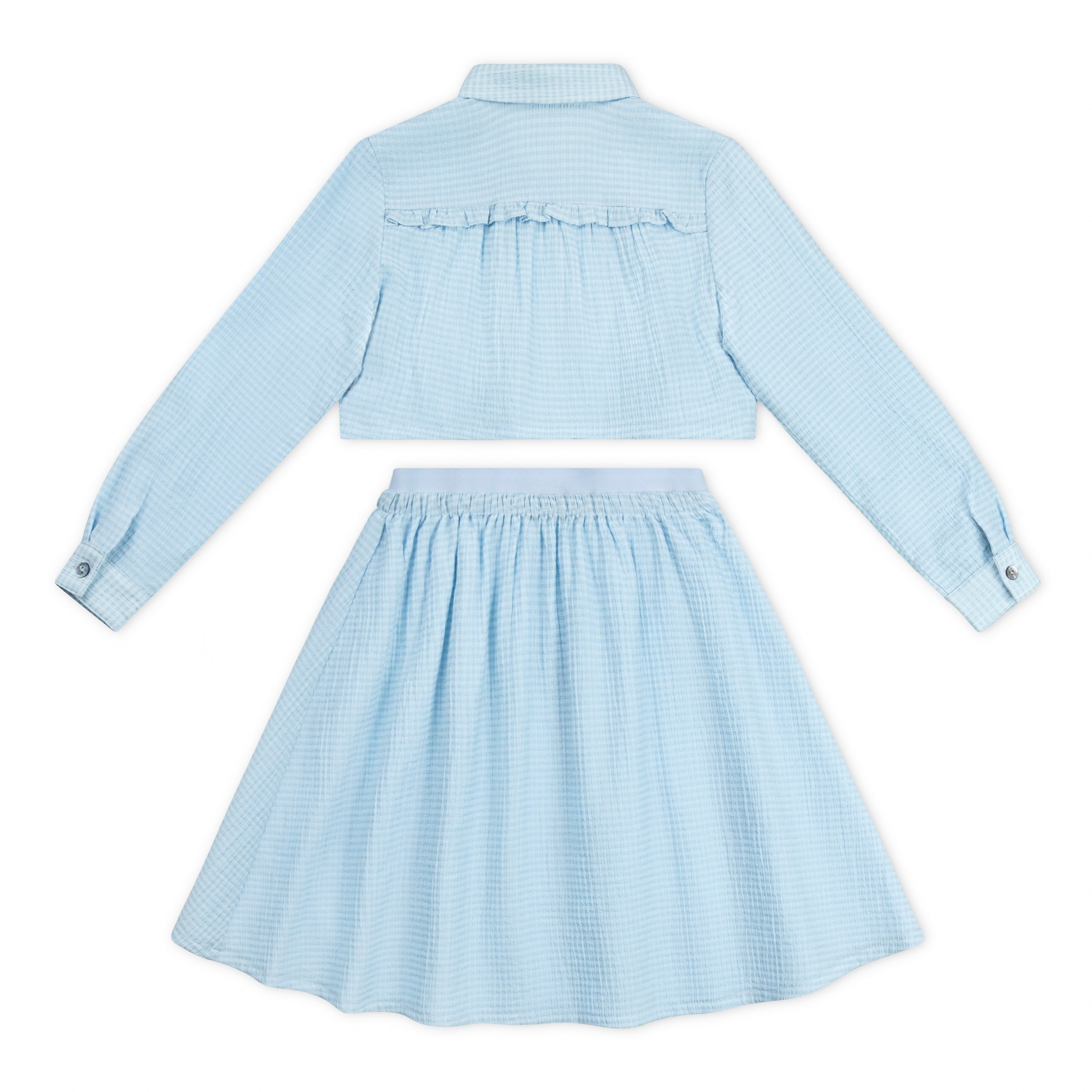 Blue Cropped Shirt Label Two-Piece