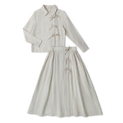 Beige Striped Tie Side Set