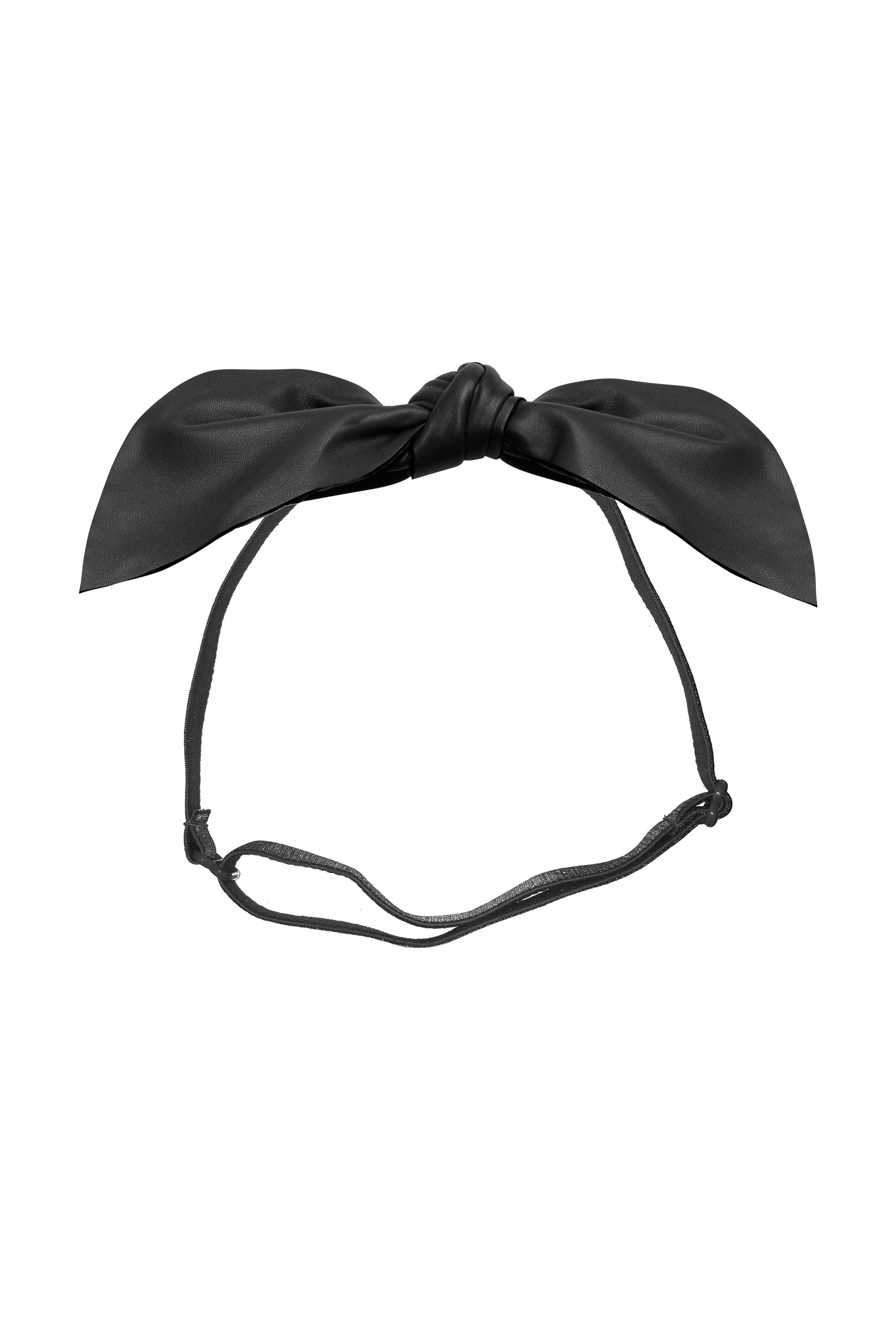 Perfect Leather Pointy Bow Wrap - Black
