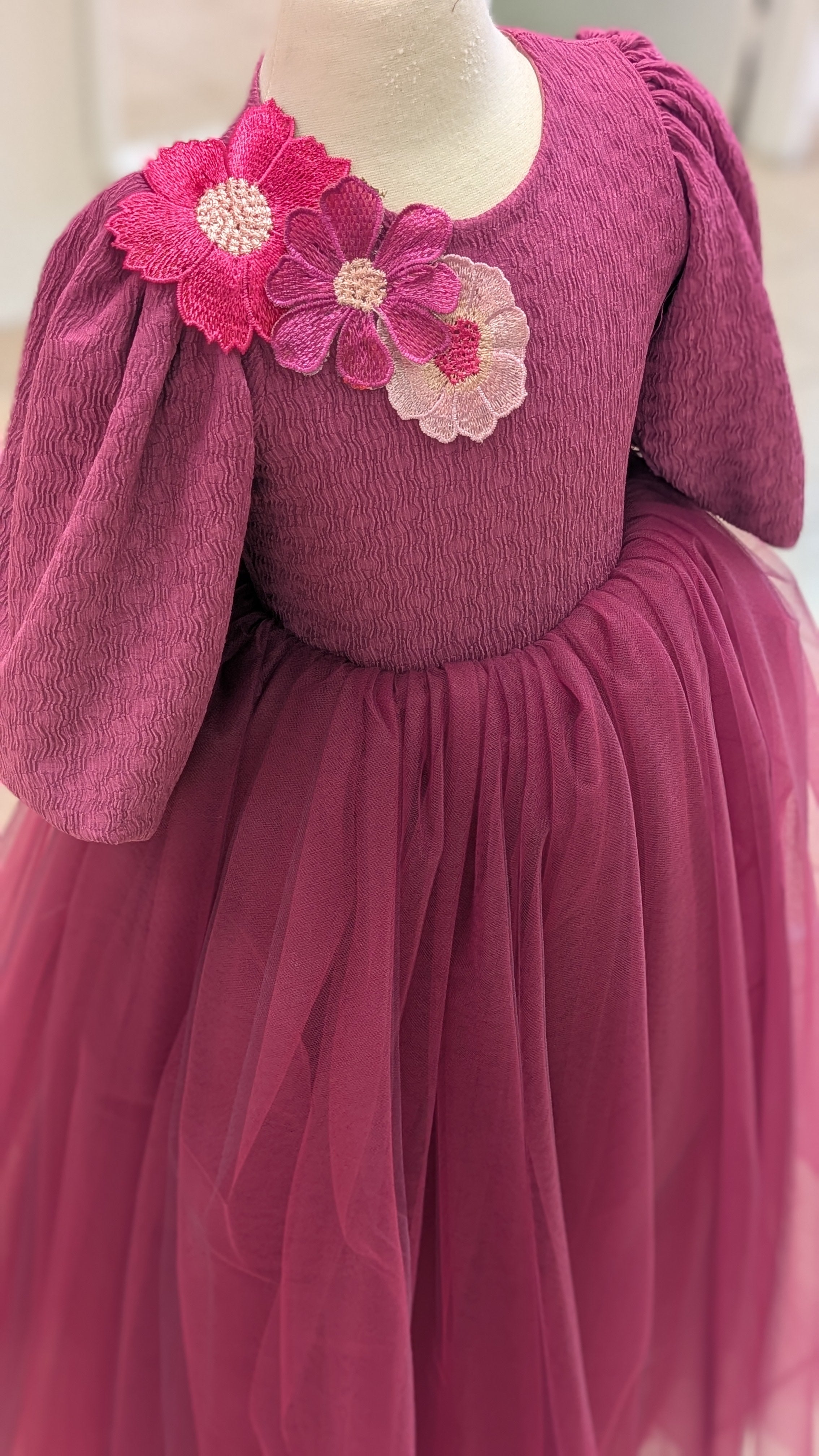 Fuscia Flower Gown