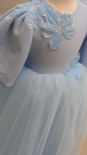 Soft blue puff sleeve gown