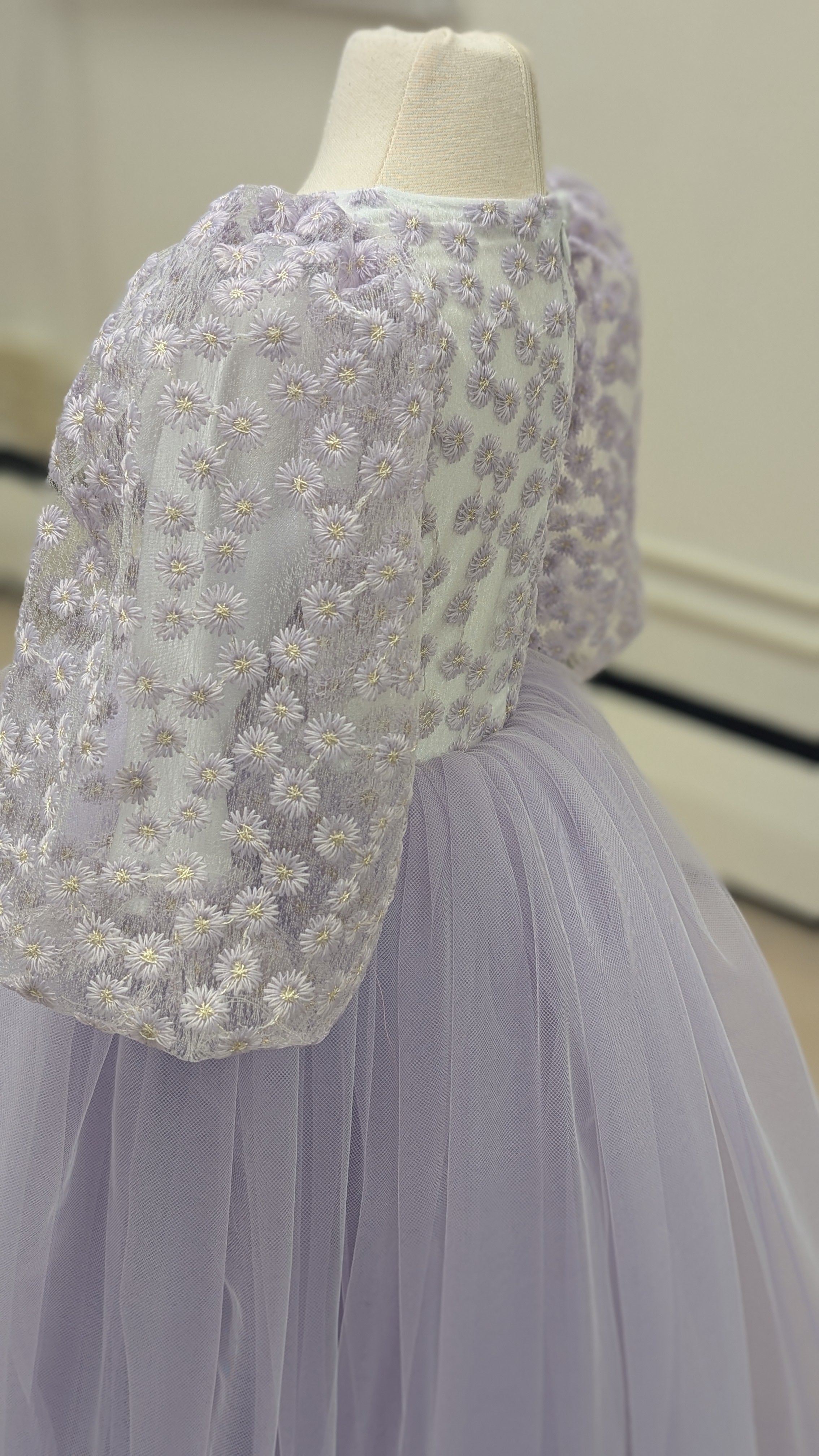 Lavender flower lace gown