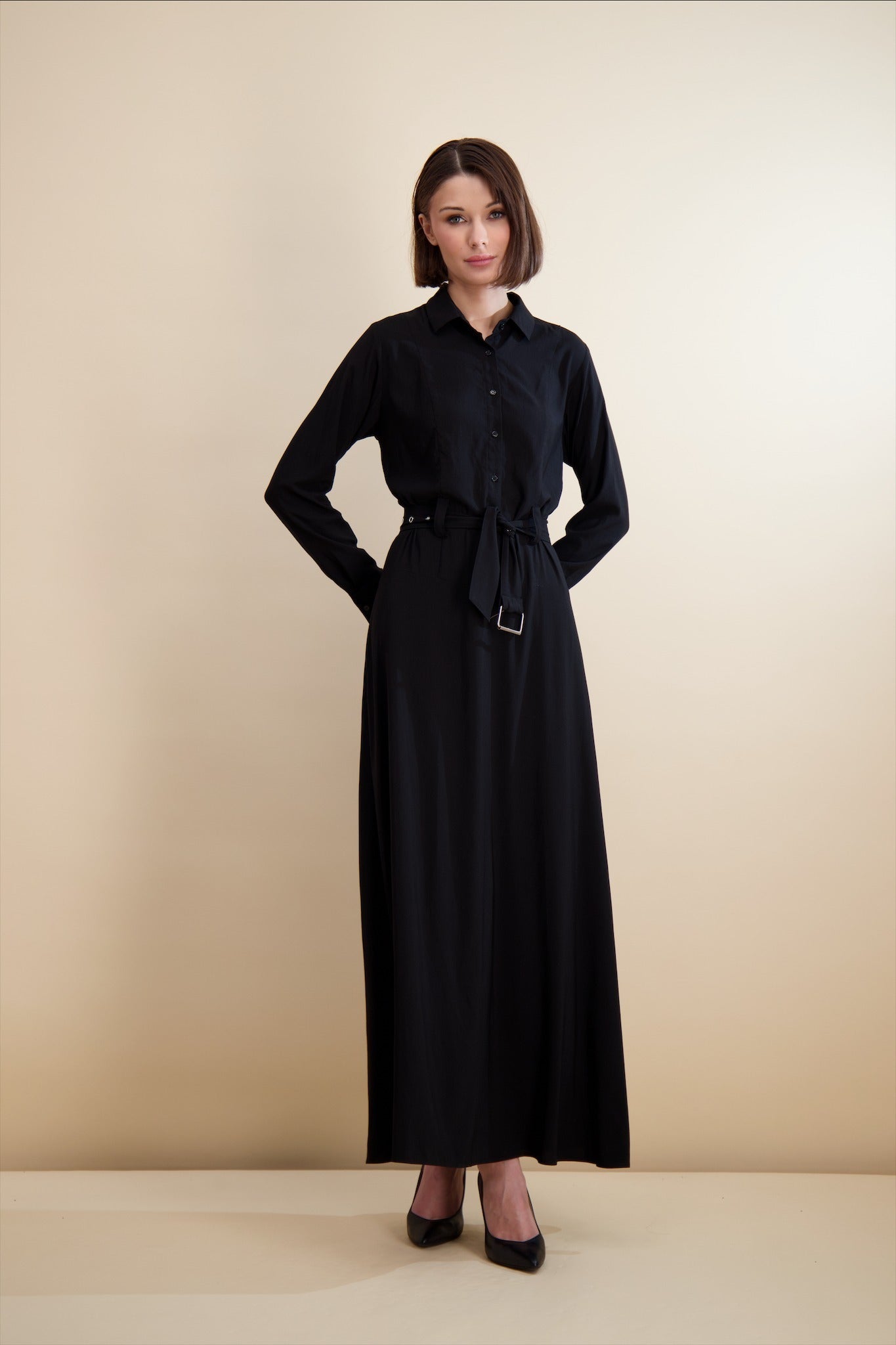 BELTED MAXI-BLACK