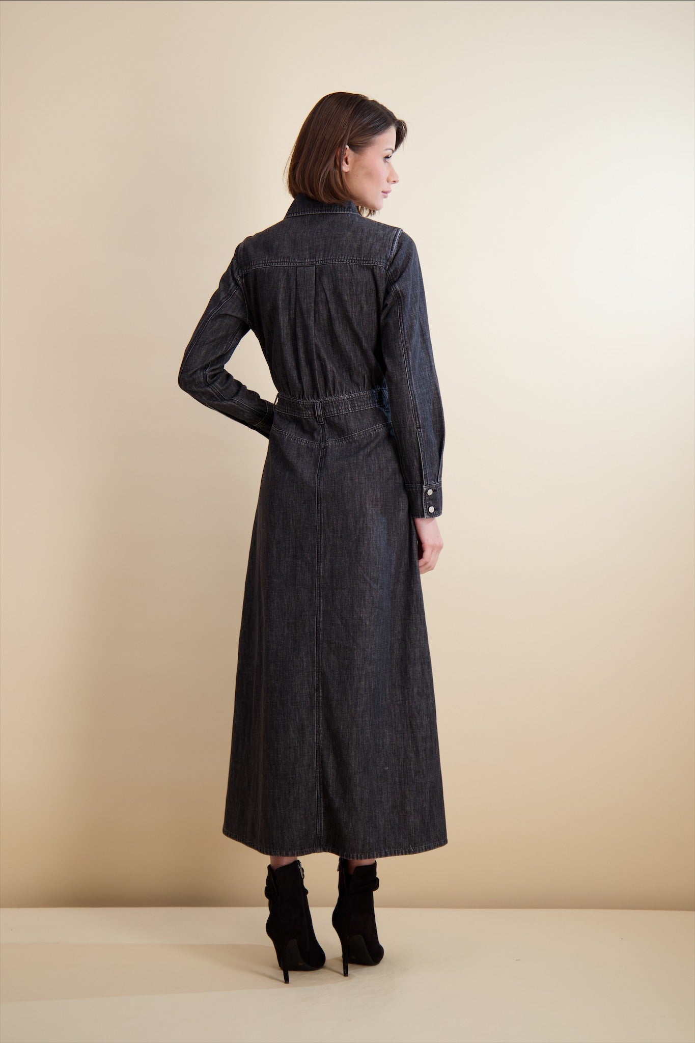 DENIM UTILITY DRESS-BLACK DENIM