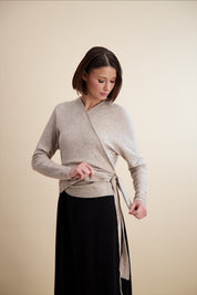 WRAP OVERLAY MAXI-OATMEAL