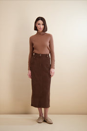 ESSENTIAL CORDUROY SKIRT-TAN