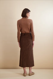 RIB KNIT MOCK NECK-TAN