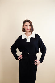 KNIT COLLARED HENLEY