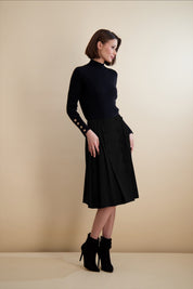 BUTTON FRONT PLEATED SKIRT SHORT