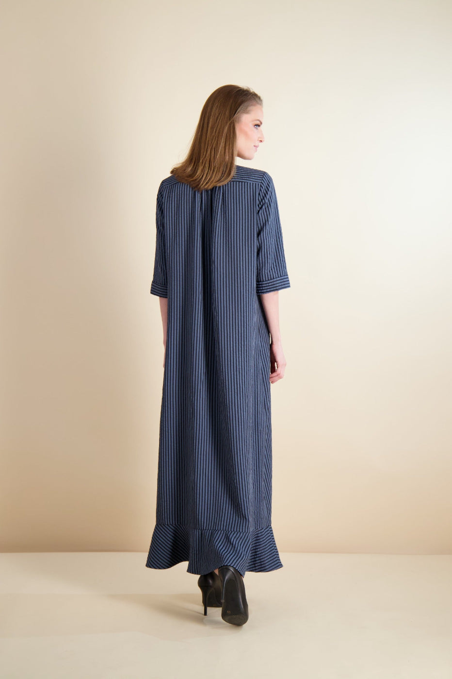 BUTTON FRONT MAXI-SEERSUCKER