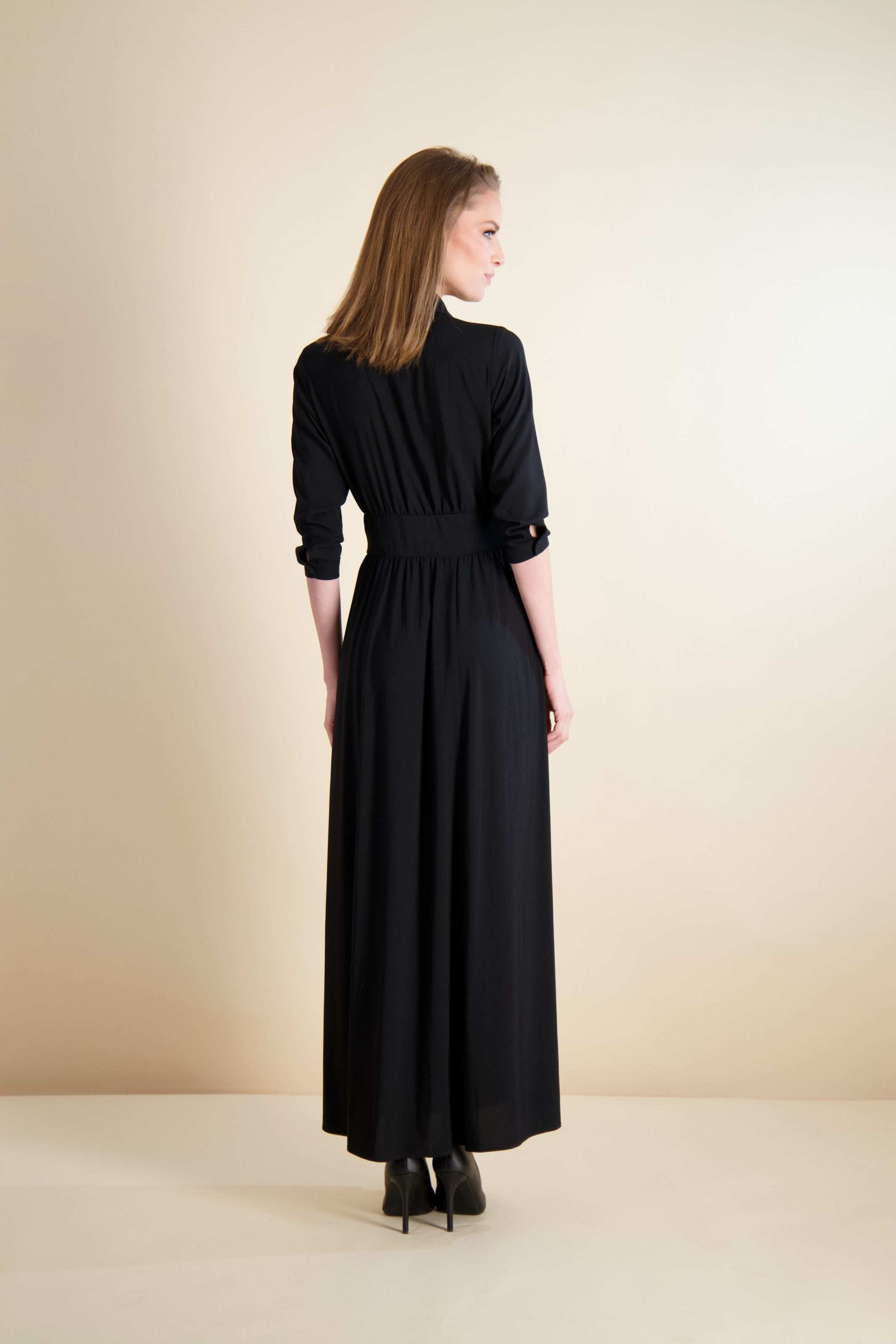 LACE WAIST MAXI-BLACK