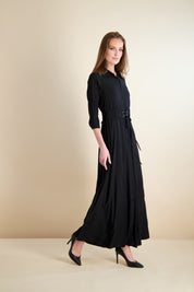 LACE WAIST MAXI-BLACK