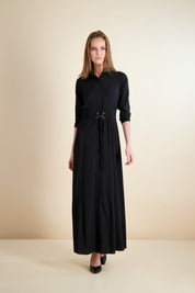LACE WAIST MAXI-BLACK