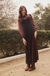 SCARLETT BLOUSE AND VELVET TEEN JUMPER SET- BROWN