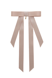 Piper Bow Long Satin Clip - Vanilla