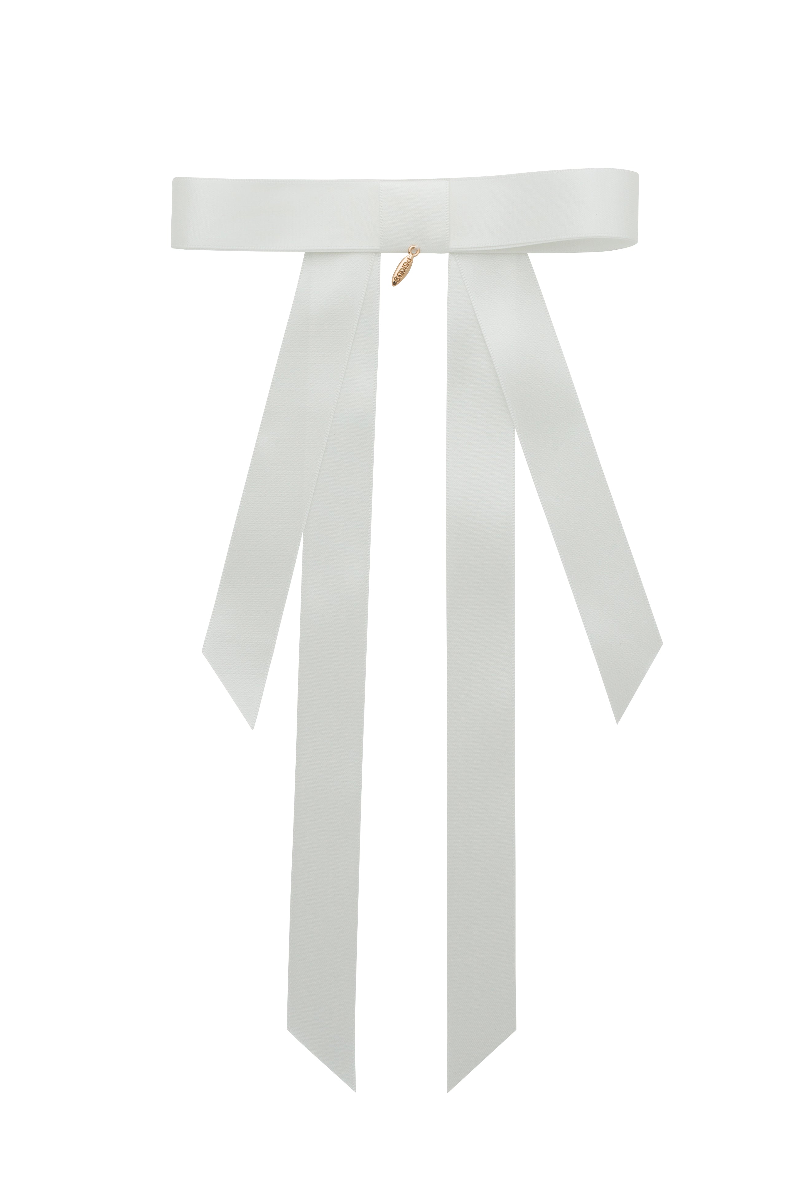 Piper Bow Long Satin Clip - White