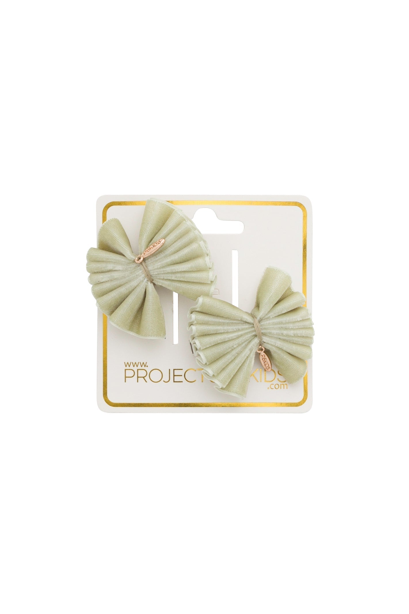 Velvet Pleated Butterfy Bow Clip Set - Antique Green (Handmade in the USA!)