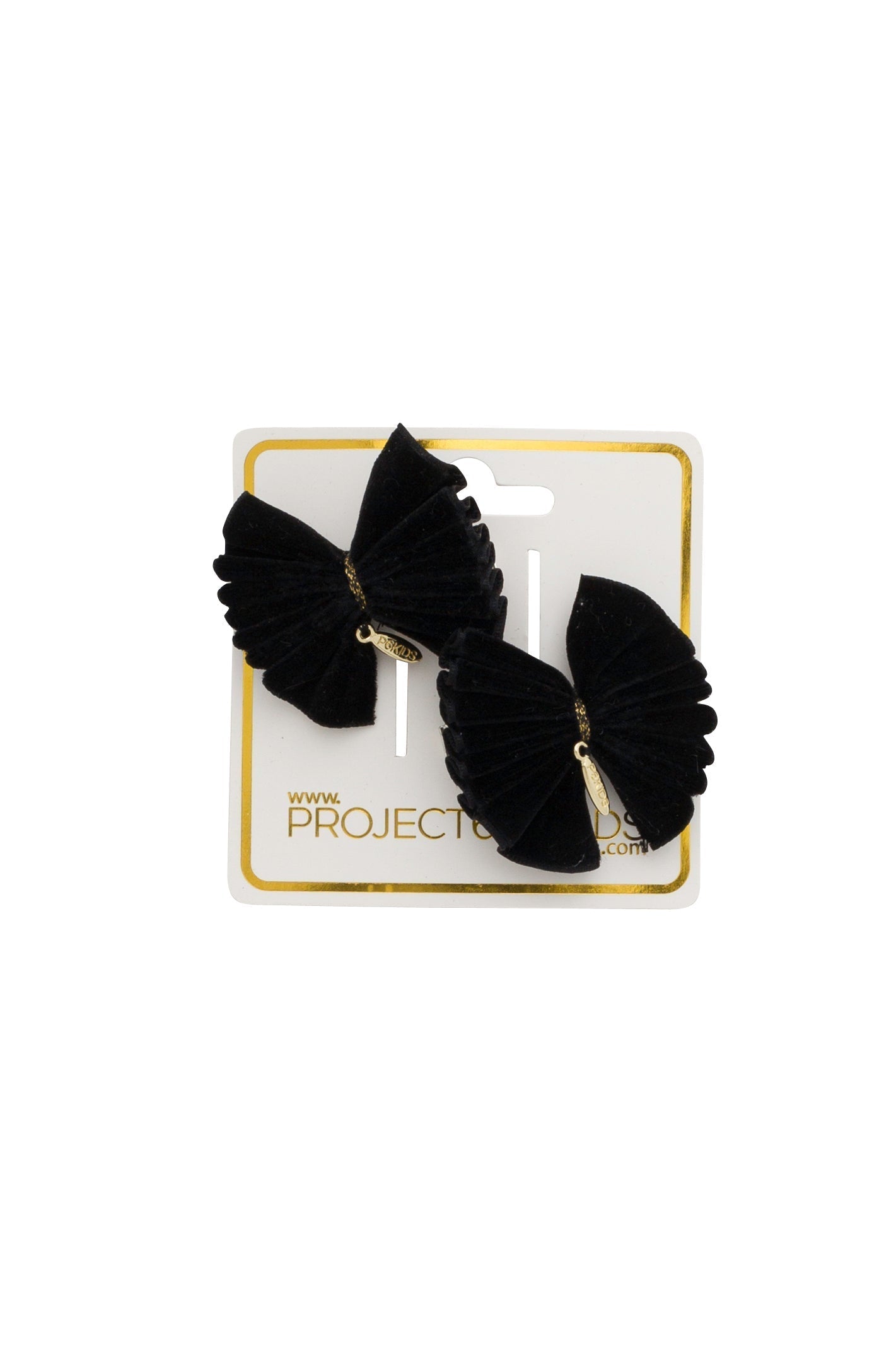 Velvet Pleated Butterfy Bow Clip Set - Black (Handmade in the USA!)