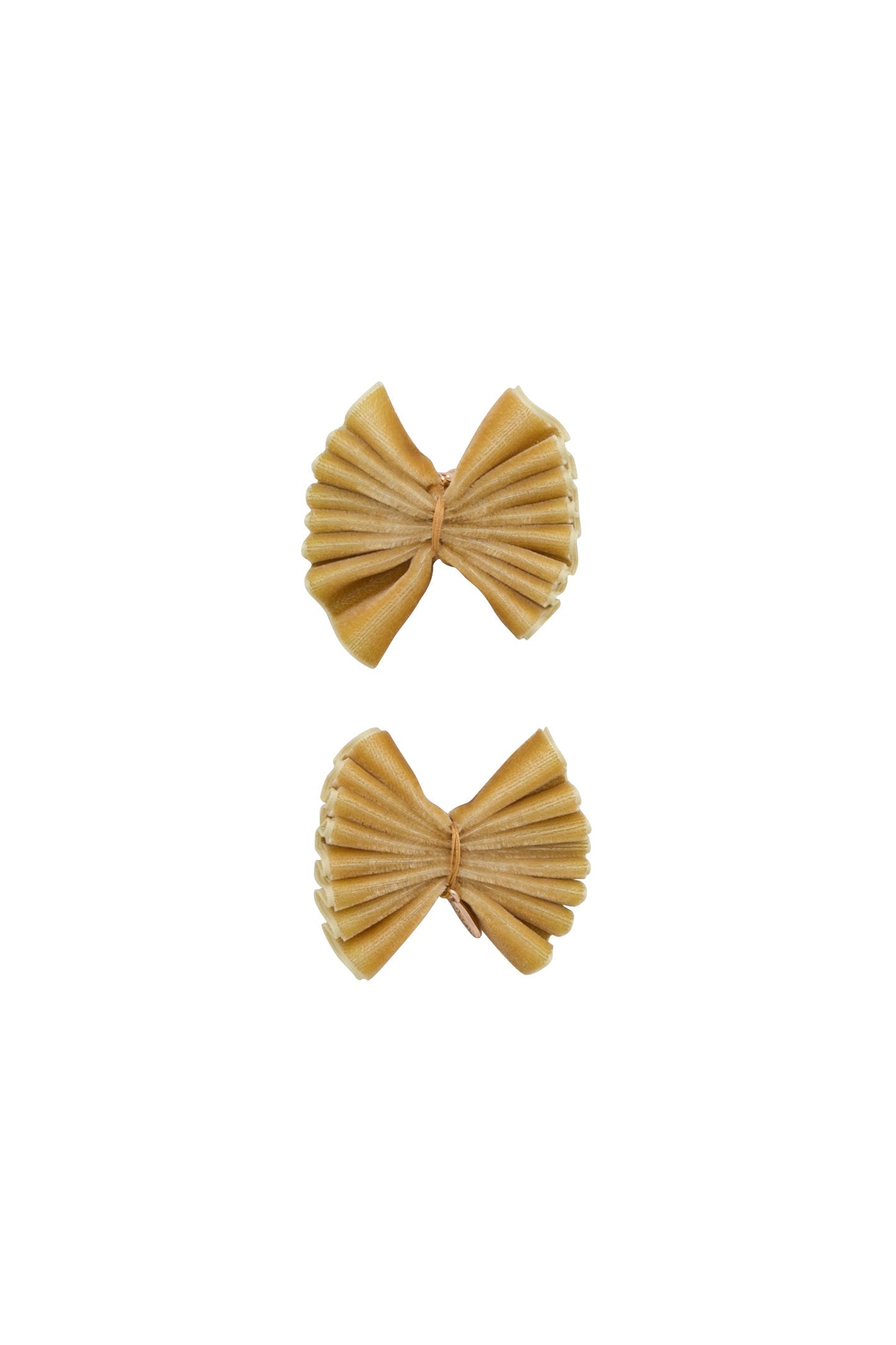 Velvet Pleated Butterfly Bow Clip Set - Golden (Handmade in the USA!)
