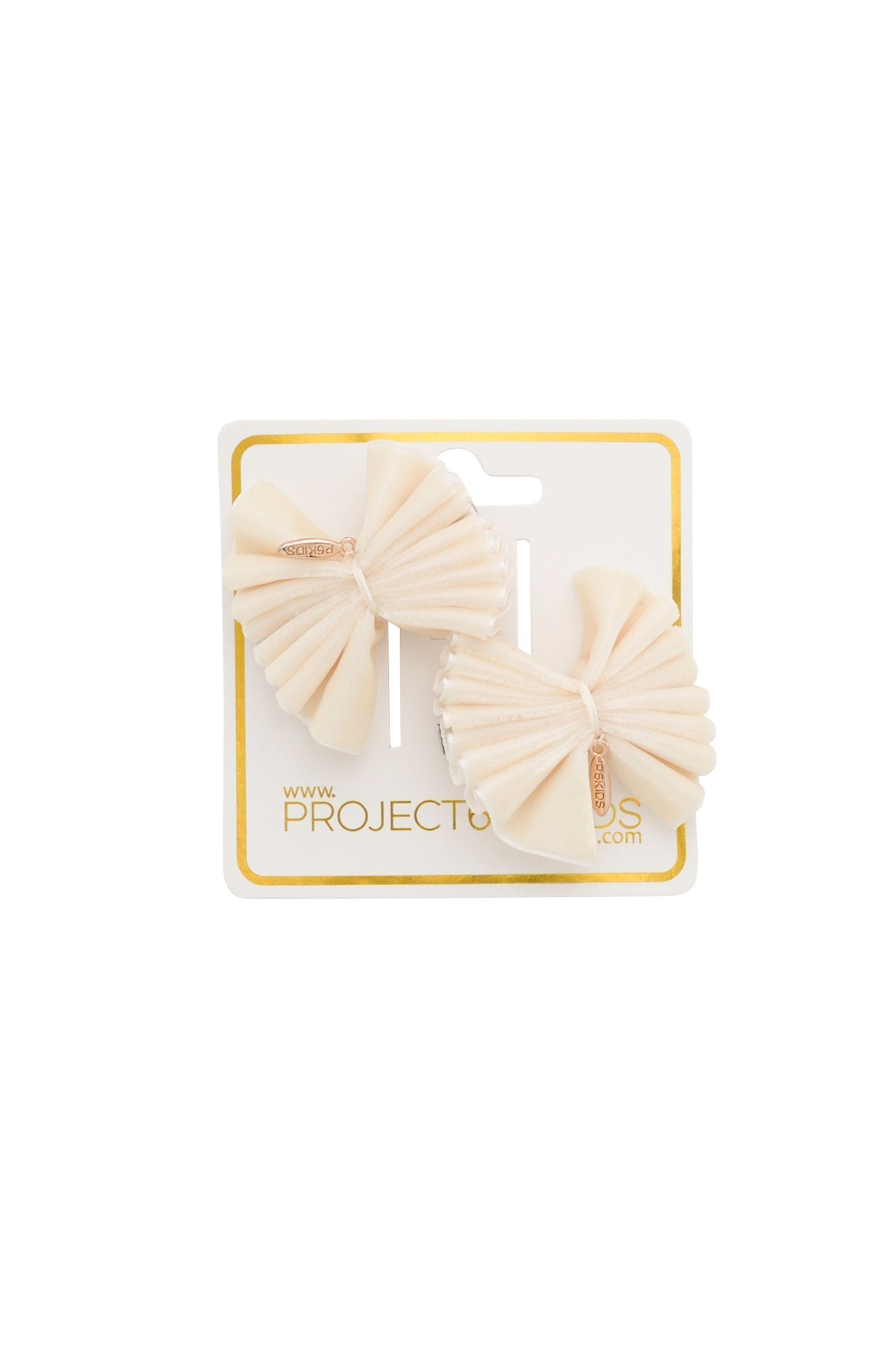 Velvet Pleated Butterfy Bow Clip Set - Ivory (Handmade in the USA!)