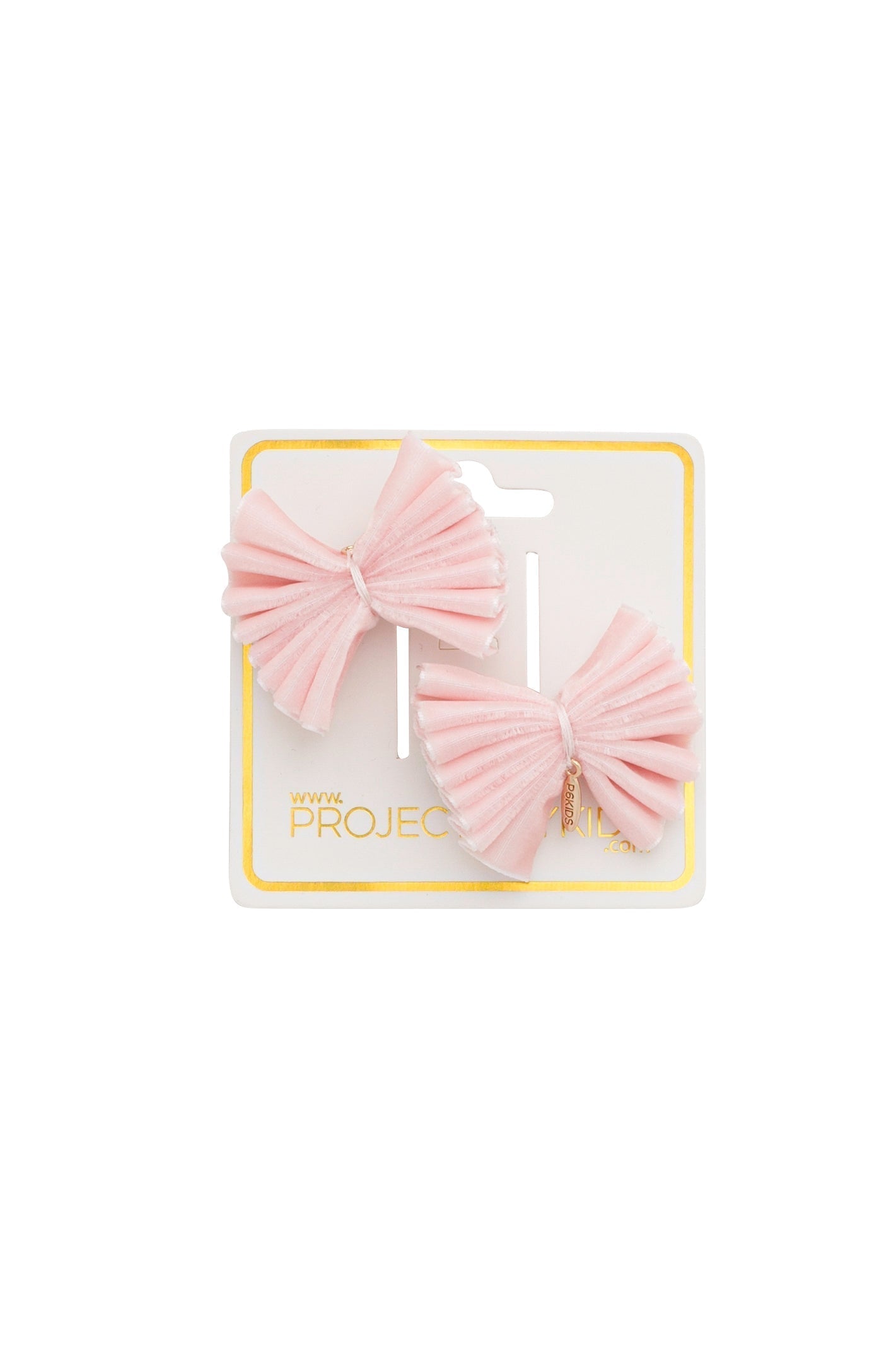 Velvet Pleated Butterfy Bow Clip Set - Light Pink (Handmade in the USA!)