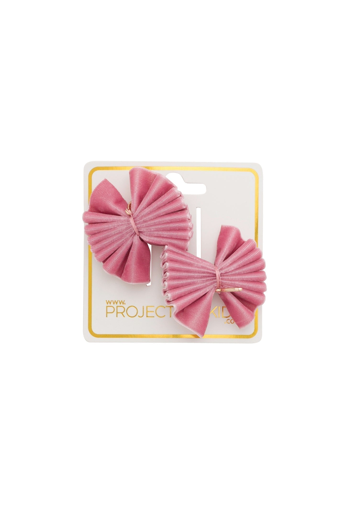 Velvet Pleated Butterfy Bow Clip Set - Rose (Handmade in the USA!)