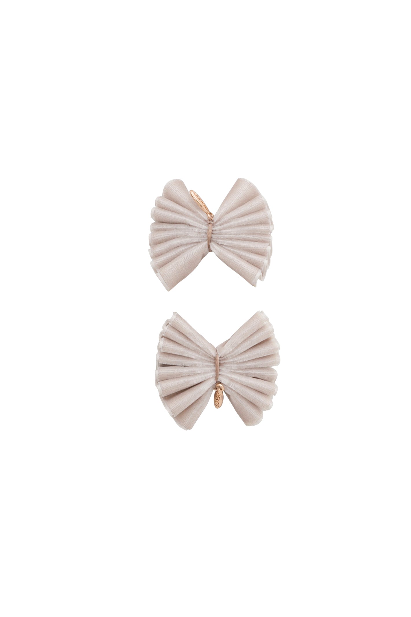 Velvet Pleated Butterfly Bow Clip Set - Taupe (Handmade in the USA!)