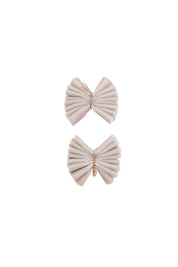 Velvet Pleated Butterfly Bow Clip Set - Taupe (Handmade in the USA!)