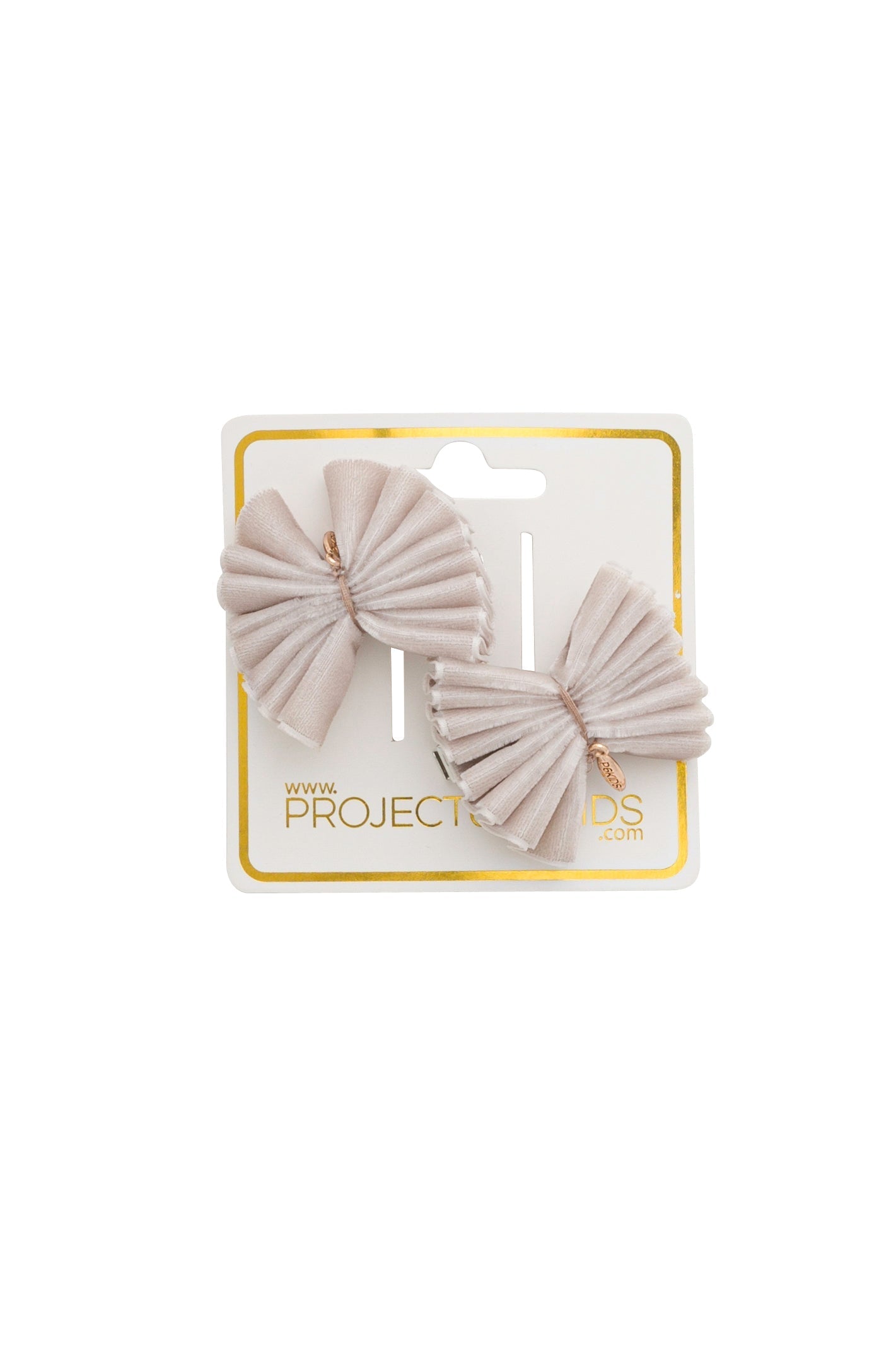 Velvet Pleated Butterfy Bow Clip Set - Taupe (Handmade in the USA!)