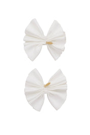 Pleated Palm Piggies Clip Set - White
