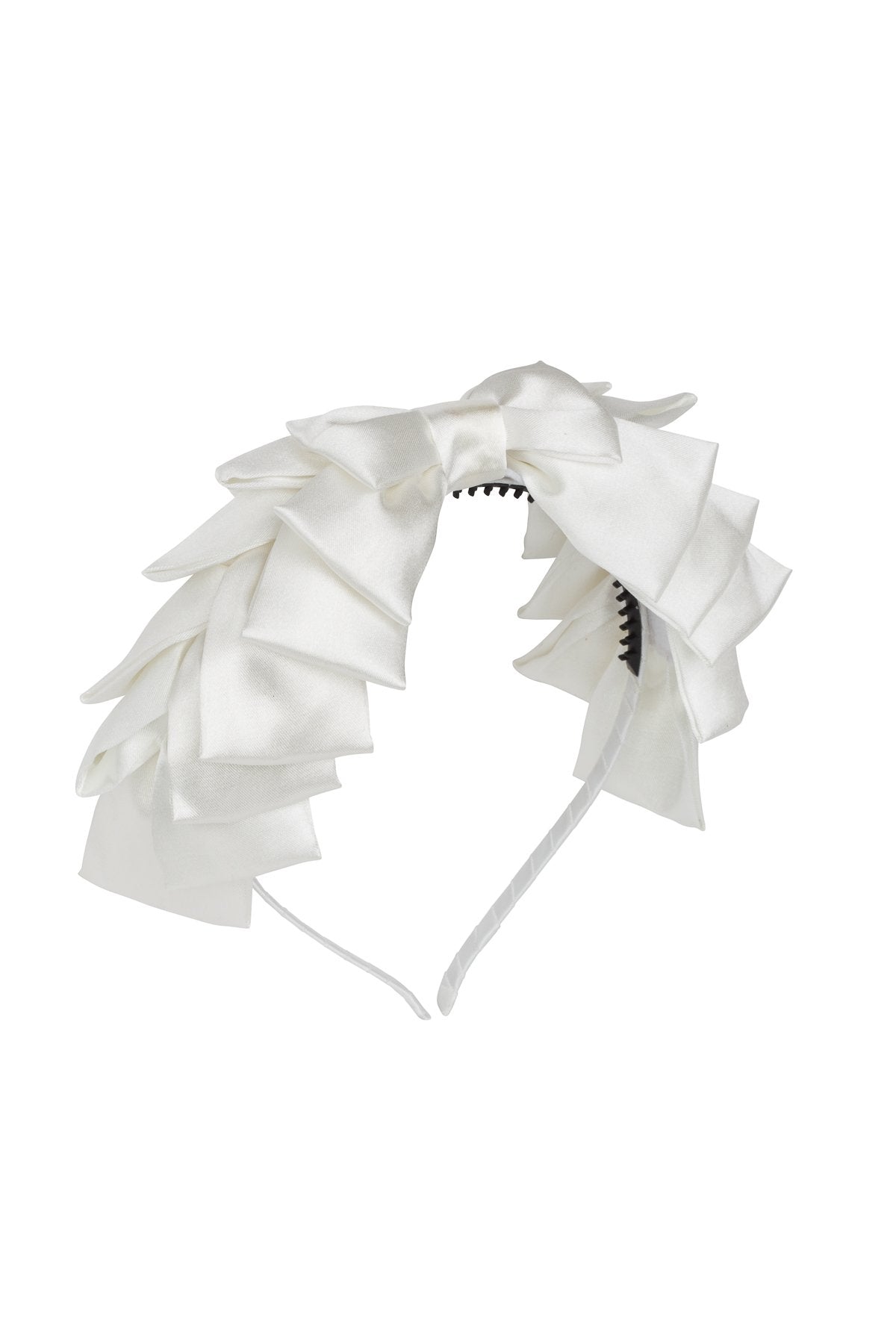 Pleated Ribbon Headband - White
