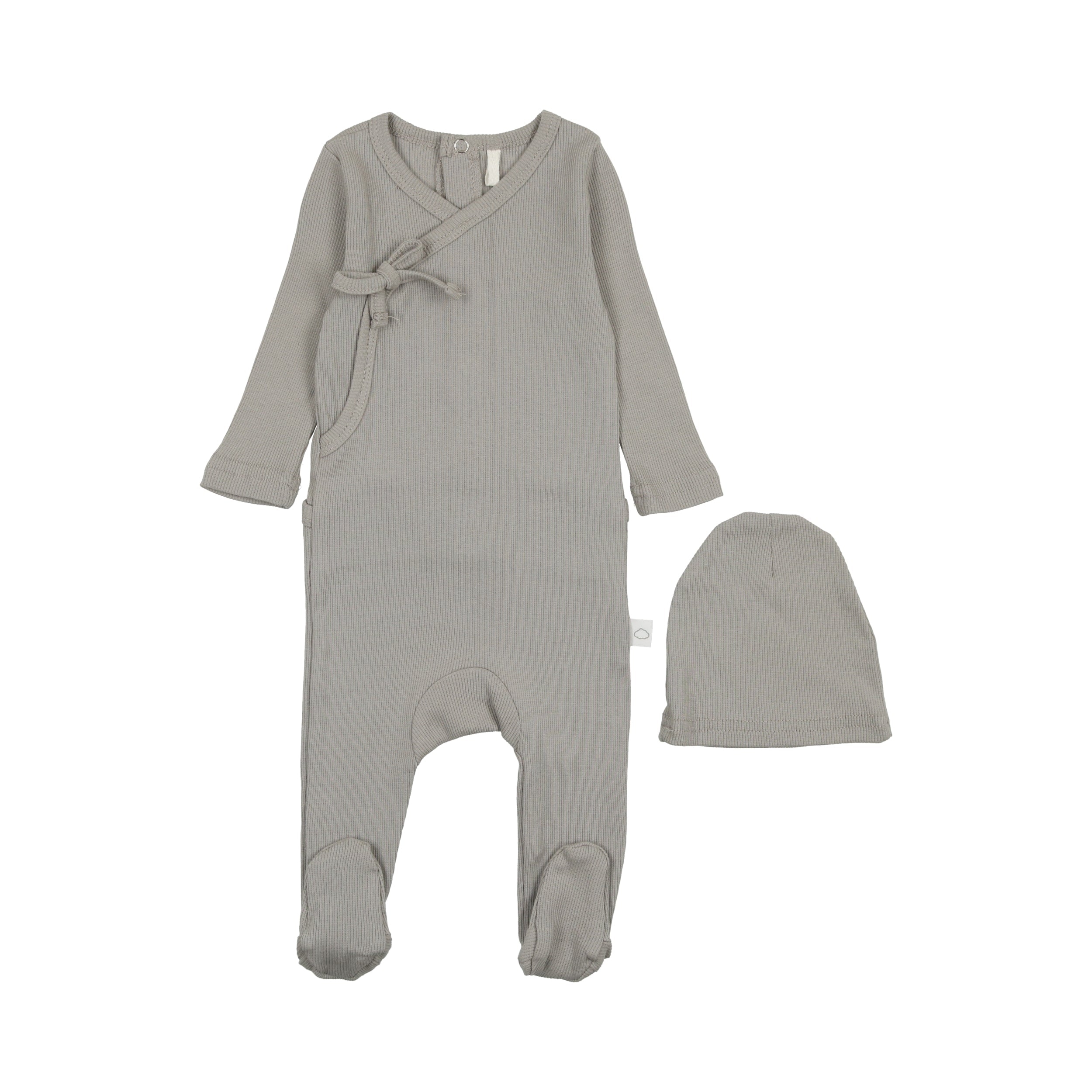 Faux Wrap Footie- Light Grey