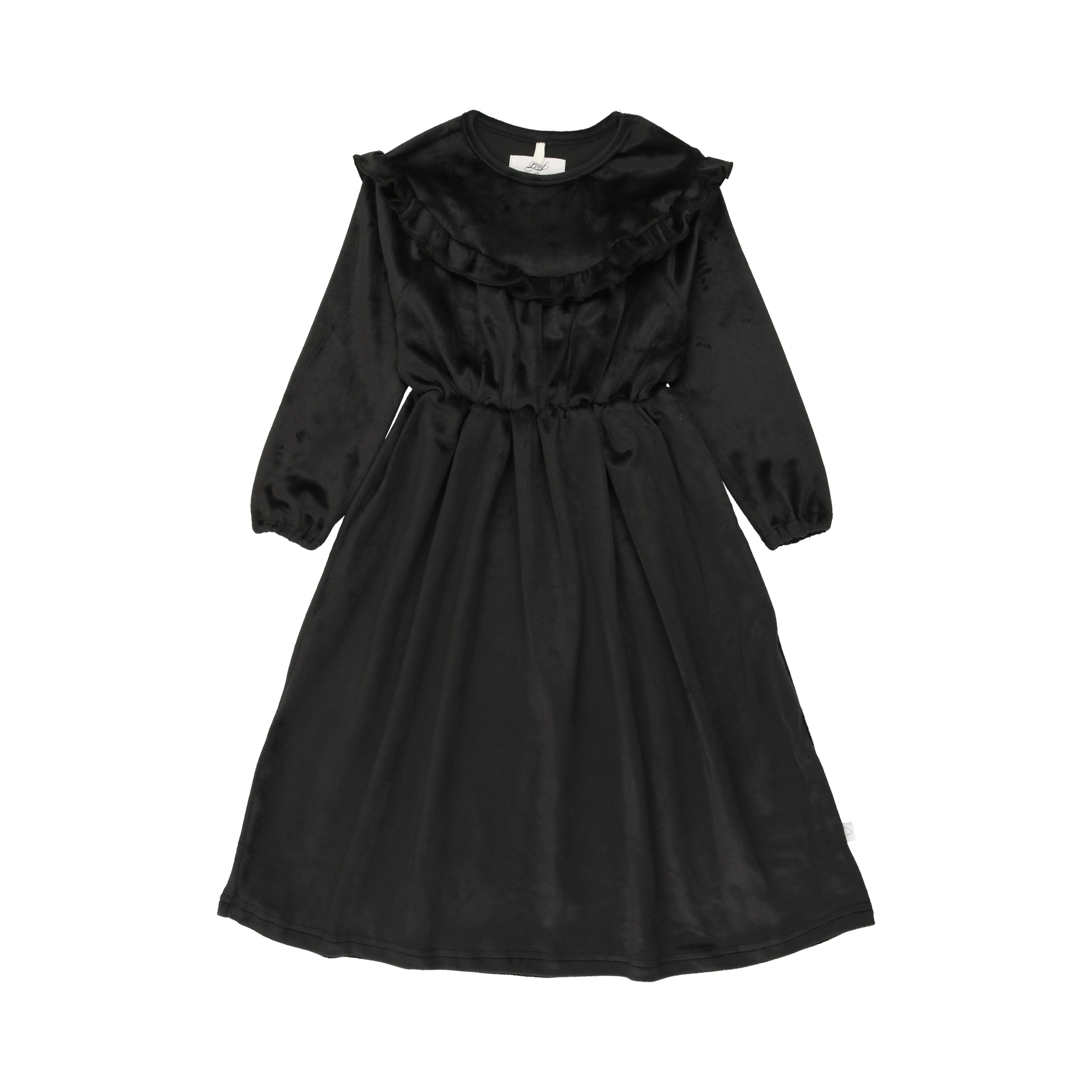 Velour Ruffle Robe- Black