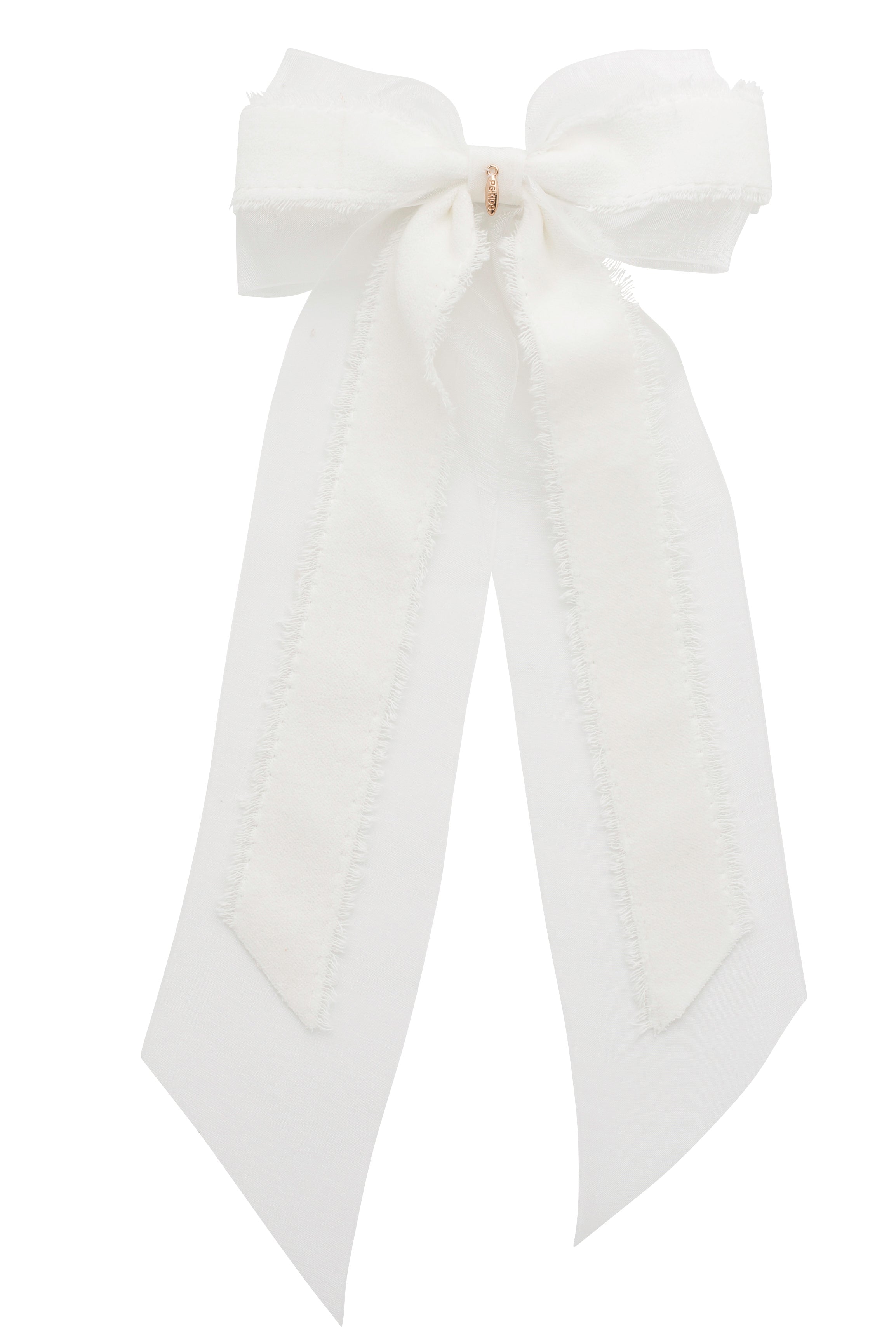 Primrose Princess Long Tail Bow Clip - White (Handmade in the USA!)