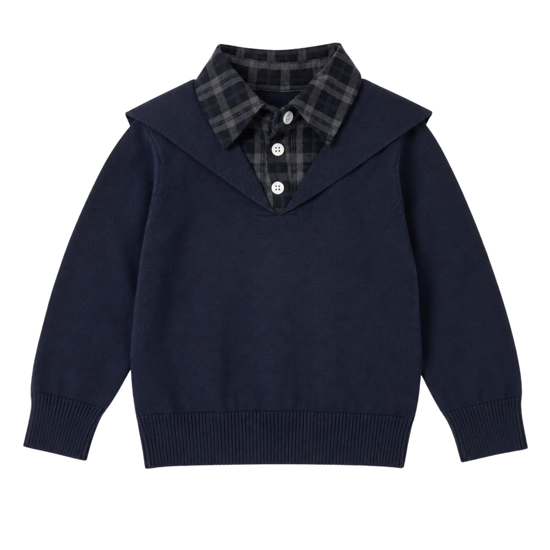 Velvet Plaid Knit Shirt - Boys
