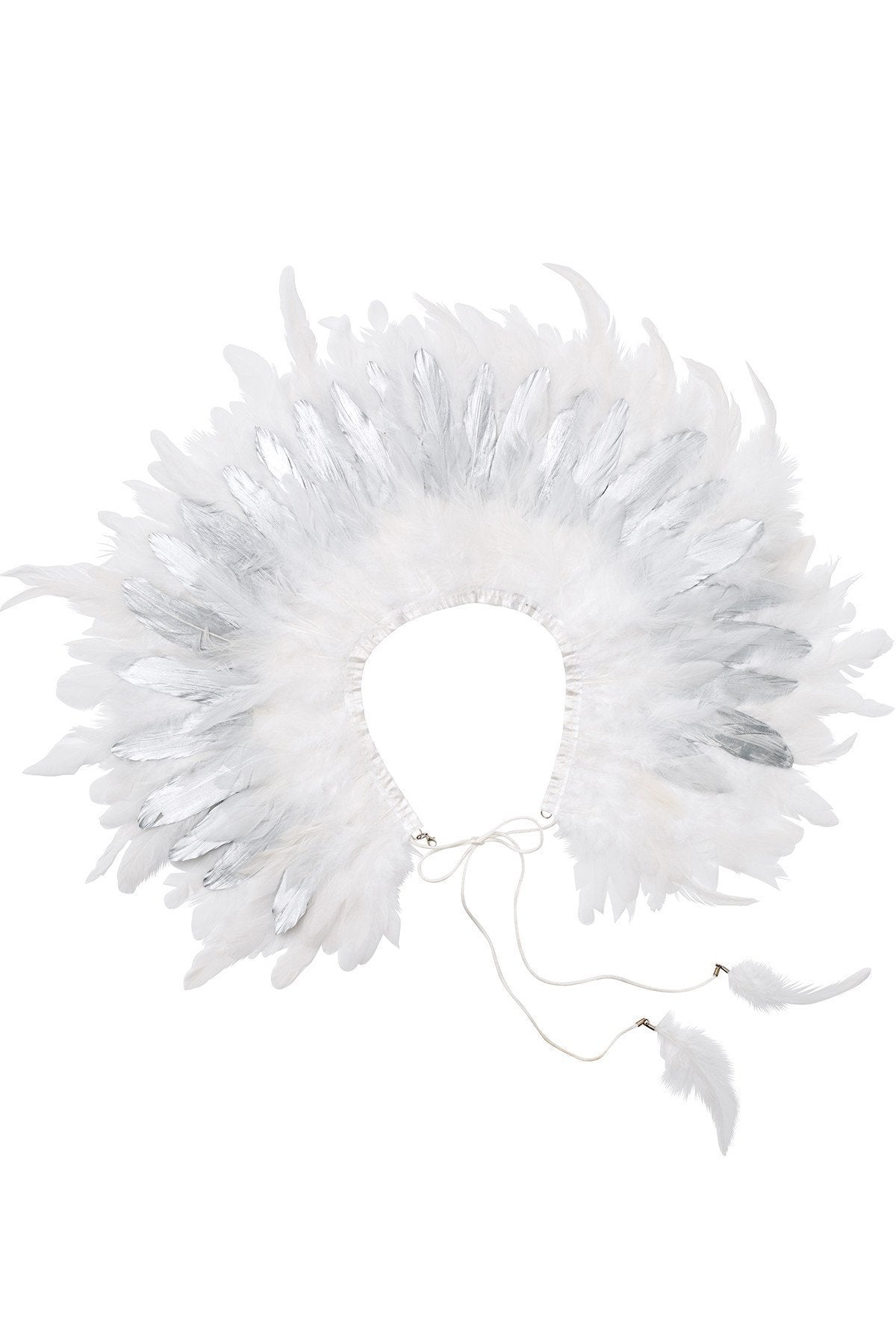 Feather Collar - Silver/White