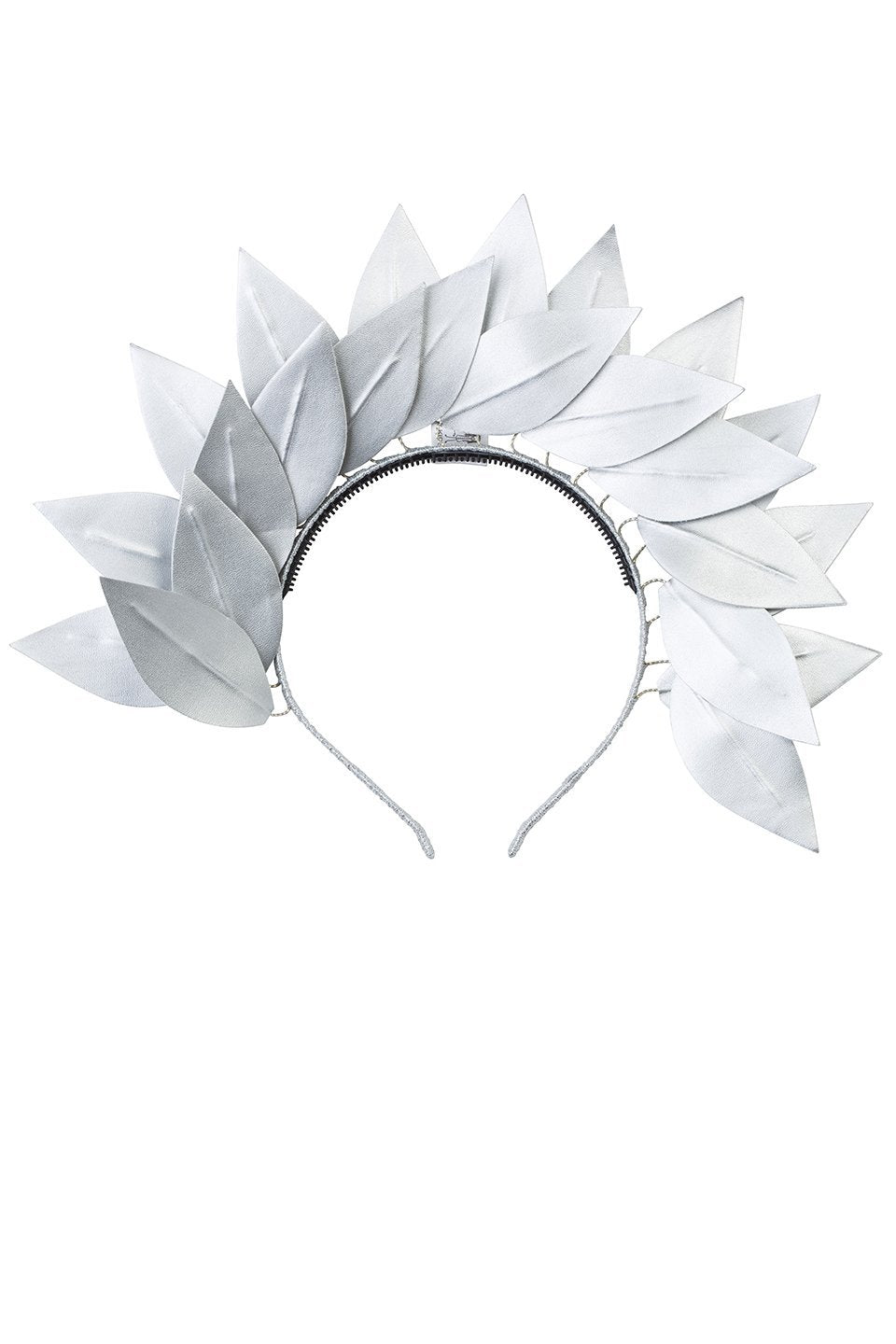 Cascading Floating Leather Leaves - Silver