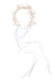Clustered Wreath - Crystals with White Ribbons