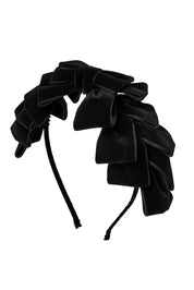 Pleated Ribbon Velvet Headband - Black - PROJECT 6, modest fashion